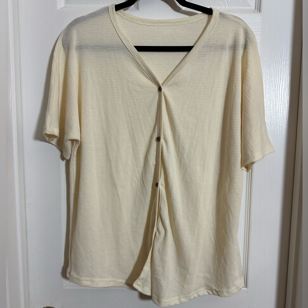 Women's Cream Button Down Casual Shirt
